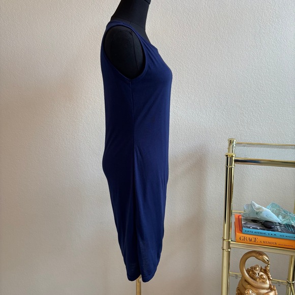 BTFBM‎ Size S Ruched Bodycon Dress Sleeveless Tank Style Navy Blue Mini Casual - Picture 5 of 16